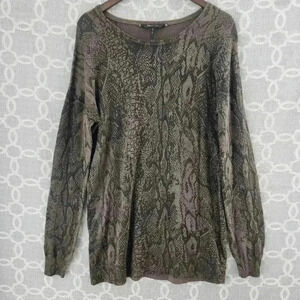 BCBG Maxaria Scoop Neck Snake Printed Long Sleeve Sweater Shift Dress M